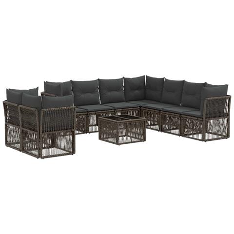 Set Divano da Giardino 10 pcs Grigio polyrattan - Foto 1