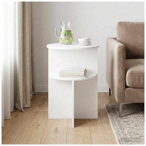 Tavolo laterale Bianco Ø 39,5 x 55 cm Legno ingegnerizzato - Foto 2