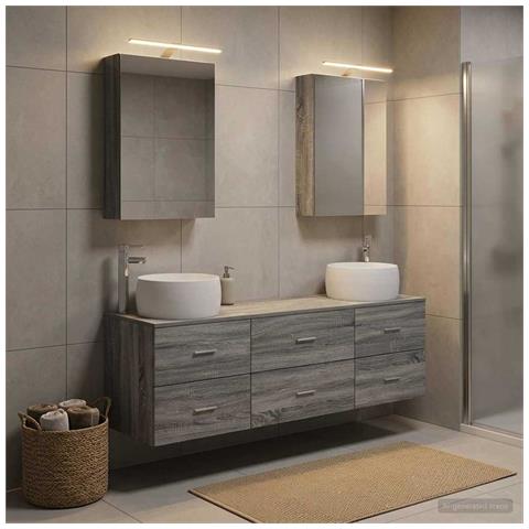 Set di mobili per il bagno 5 pcs Sonoma grigio - Foto 2