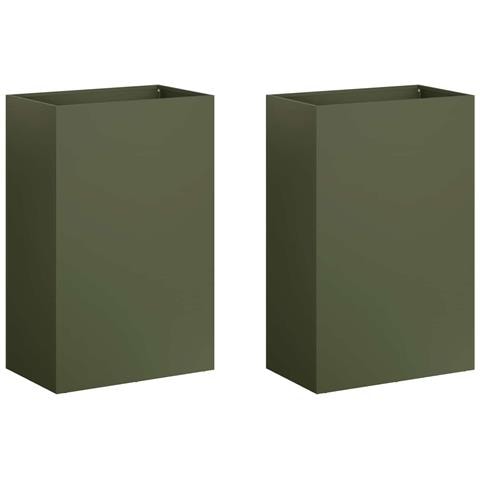 Vaso da giardino 2 pz Verde Oliva 50 x 40 x 75 cm - Foto 1
