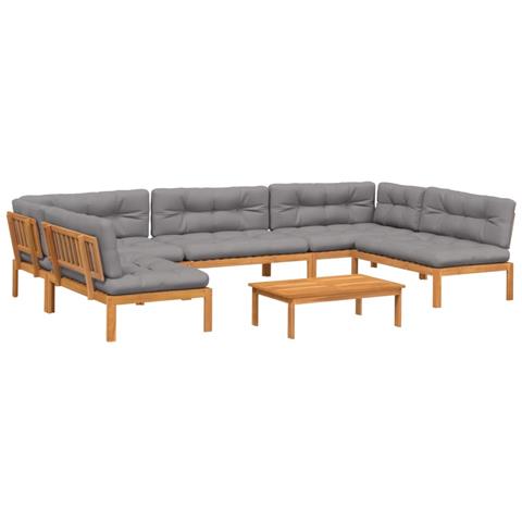 Set Divano Pallet da Giardino 6 pz con Cuscini Massello Acacia - Foto 1