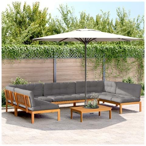 Set Divano Pallet da Giardino 6 pz con Cuscini Massello Acacia - Foto 2