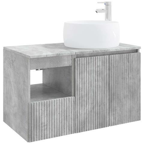 Set di mobili per il bagno 2 pz Grigio Cemento - Foto 1