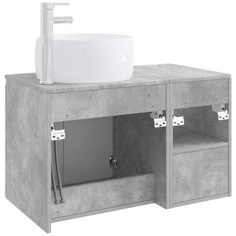 Set di mobili per il bagno 2 pz Grigio Cemento - Foto 2