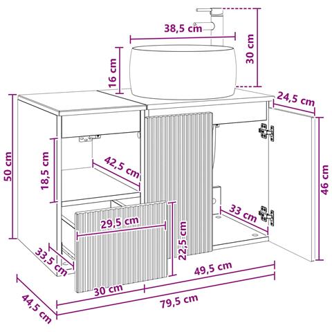 Set di mobili per il bagno 2 pz Grigio Cemento - Foto 10