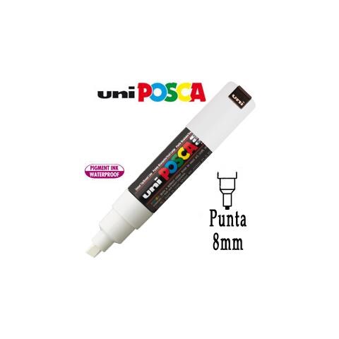 pz. 1 Marcatore Uni Posca a scalpello bianco M PC8K BI - Foto 2