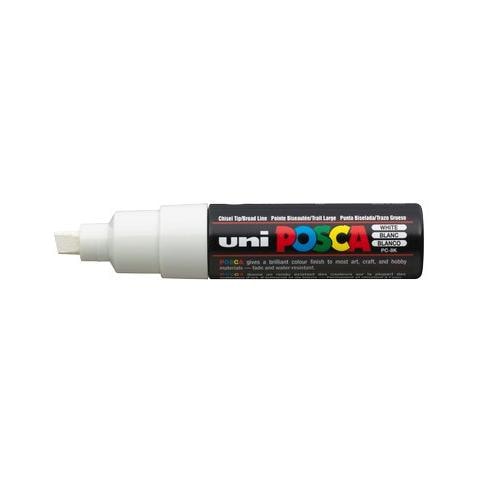 pz. 1 Marcatore Uni Posca a scalpello bianco M PC8K BI - Foto 1