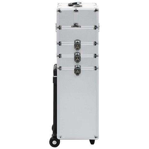 Valigia Trolley Per Cosmetici In Alluminio Argento - Foto 10