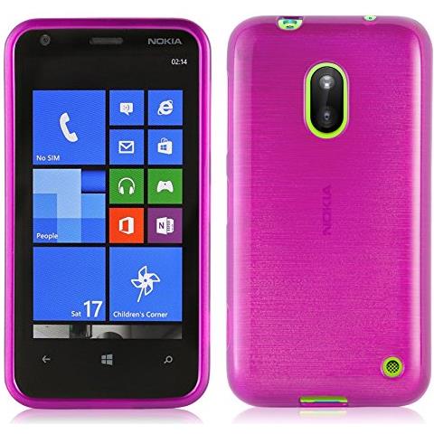Custodia Compatibile Con Nokia Lumia 620 In Rosa - Coperchio Protettivo In Silicone Tpu Flessibile Con Design Spazzolato - Foto 1