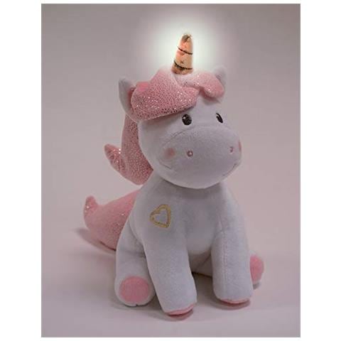 023755 Unicorno Peluche + / 24 Centimetri Musicale E Luminosa Bianco Rosa - Foto 1