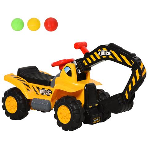 Escavatore alimentato a batteria per bambini con 2 velocità, Veicolo di ingegneria con pala caricatrice Giallo