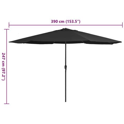 Ombrellone da Esterni con Palo in Metallo 390 cm Nero - Foto 7