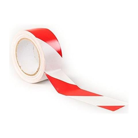 Premium Red Bianco Avviso Di Pericolo Tape - 33m X 50mm (2) - Adesivo Marcatura Barriera Nastro - Di Alta Qualit Roll Di - Foto 1