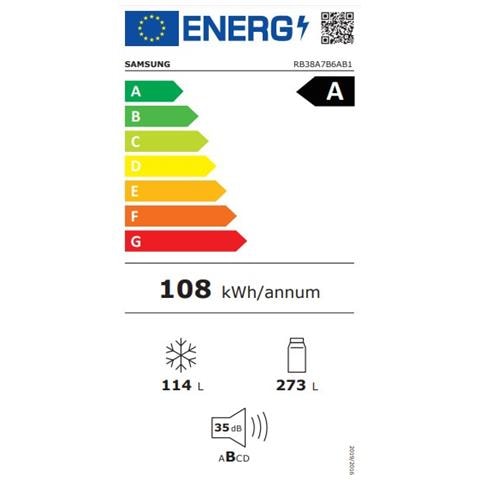 Frigorifero Combinato RB38A7B6AB1 Dual No Frost Classe A Capacità Lorda /Netta 390/387 Litri Colore Nero Opaco - Foto 2