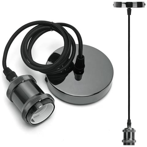 Lampada Sospensione Industri-metallo Lucido 1m – Lampada Vintage Stile Retrò E27 - Foto 8