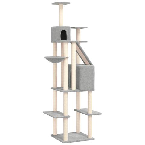 Albero Per Gatti Con Tiragraffi In Sisal Grigio Chiaro 201 Cm - Foto 1