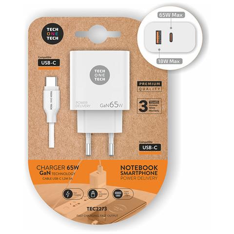 Caricabatterie Da Parete + Cavo Usb-c Tech One Tech - Foto 1
