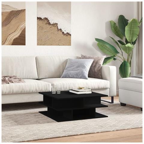 Tavolino Da Salotto Nero 70x70x29 Cm In Legno Multistrato - Foto 3