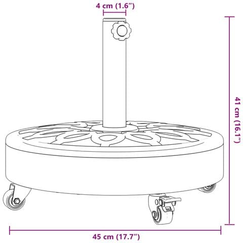 Base per Ombrellone con Ruote per Pali Ø38/48 mm 27 kg Rotonda - Foto 8