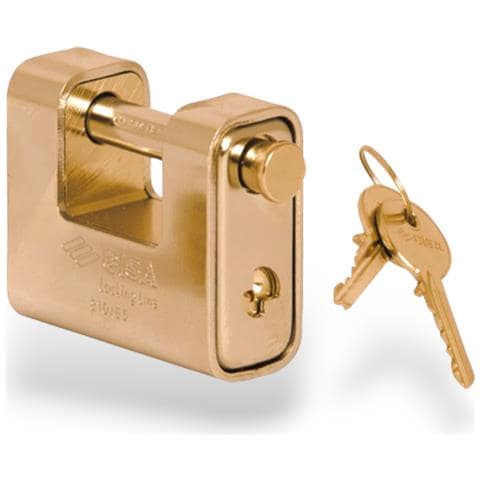 Lucchetto Monoblocco Anti Scasso In Ottone Rivestito In Acciaio Cementato Nichelato Lockingline 21810 - 65 Mm - Foto 1