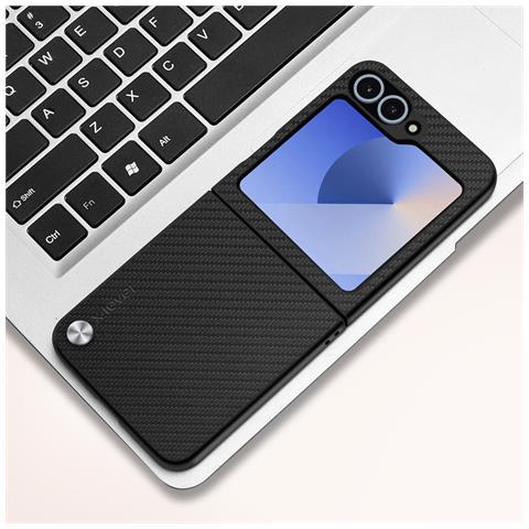 Cover Per Samsung Galaxy Z Flip6 Texture Fibra Di Carbonio, Nero - Foto 5