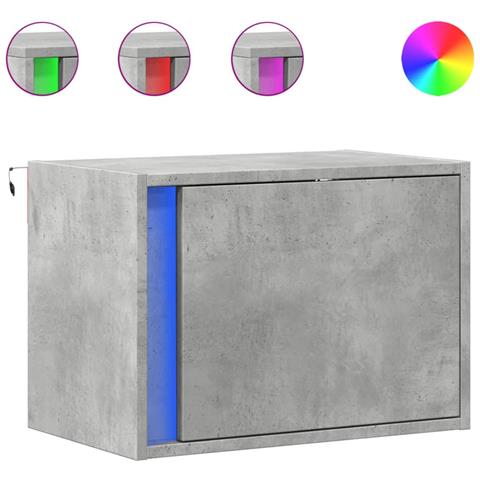 Comodini A Parete Con Luci Led 2 Pz Grigio Cemento - Foto 2