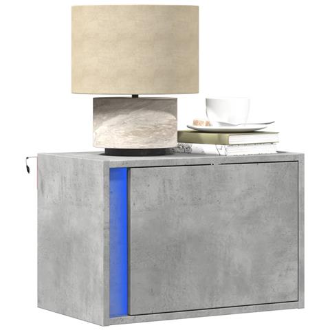 Comodini A Parete Con Luci Led 2 Pz Grigio Cemento - Foto 1