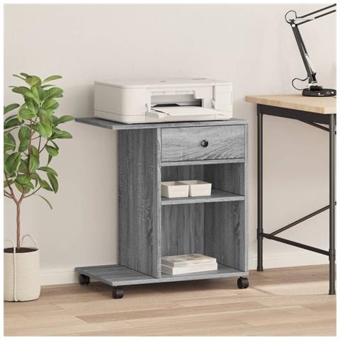 Supporto Per Stampante Con Ruote Grigio Sonoma 60x40x68,5 Cm - Foto 3