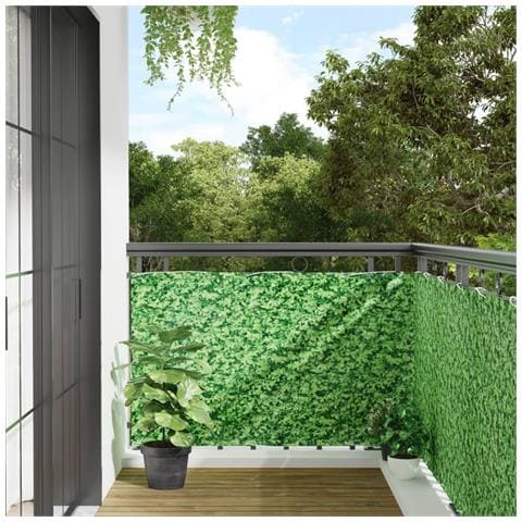 Paravento Da Balcone Con Aspetto Pianta Verde 400x90 Cm Pvc - Foto 1