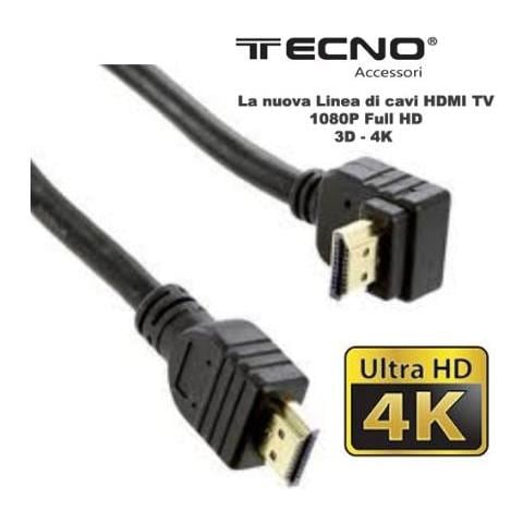 Cavo Hdmi /hdmi 19p M /m 3 Mt 1,4bv 1 Terminale Curvo 90ã‚â° - Foto 1