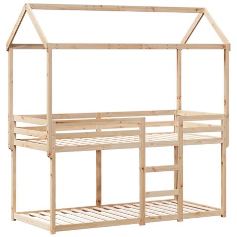 Letto A Castello Con Tetto 80x200 Cm In Legno Massello Di Pino - Foto 3