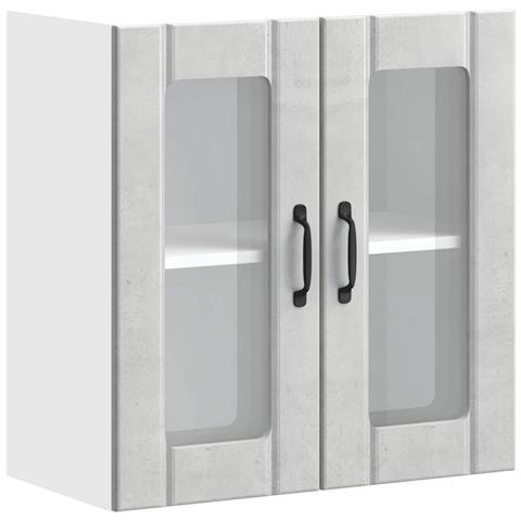 Pensile Da Cucina Con Porta In Vetro Lucca Grigio Cemento - Foto 2