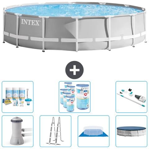 Piscina Fuori Terra - In Giro - 427x427x107 Cm - Grigio - Include Accessori Coordinati Cb45 - Foto 1