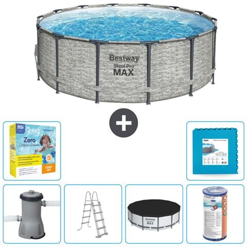 Piscina Fuori Terra - In Giro - 427x122 Cm - Grigio - Include Accessori Coordinati Cb34 - Foto 1