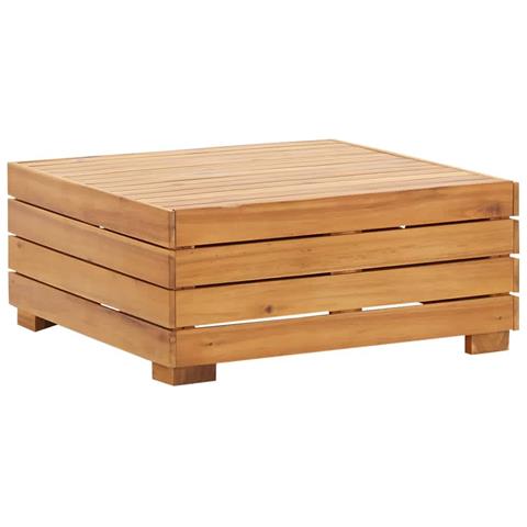 Set Tavolino Poggiapiedi Da Giardino Cuscino Massello D'acacia - Foto 1