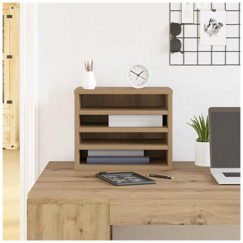 Organizer per Scrivania Rovere Artigianale 36x26x29.5 cm Legno Compensato - Foto 2