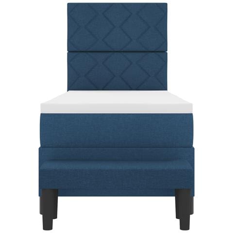 Letto a Molle con Materasso e Panchina Blu 80x200 cm Tessuto - Foto 9