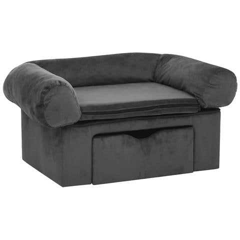 Divano per Cani con Cassetto Grigio Scuro 75x50x38cm in Peluche - Foto 1