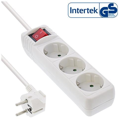 Multipresa 3x Shucko, con interruttore, bianco, cavo 3m, - Foto 1