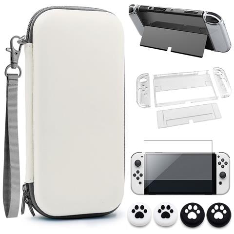 Set Custodia Per Nintendo Switch Oled - Guscio Rigido Protettivo In Eva Con Supporto, Proteggi Schermo E Grip Per Pollice - Foto 1