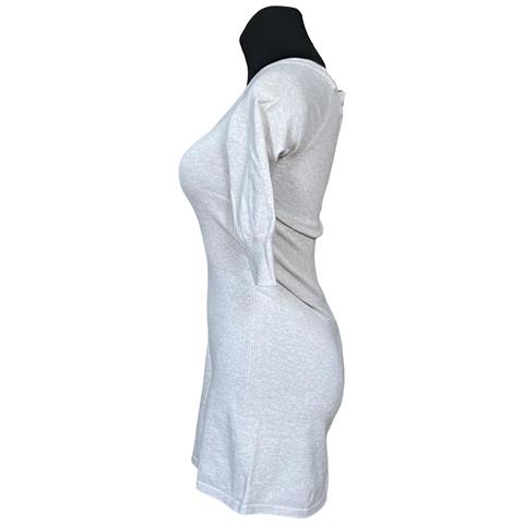 Abito Al Ginocchio A Maniche Corte Elegante Bianco Taglia S - Foto 2