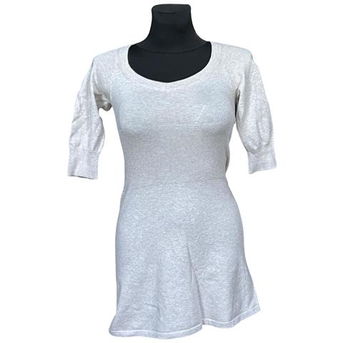 Abito Al Ginocchio A Maniche Corte Elegante Bianco Taglia S - Foto 1