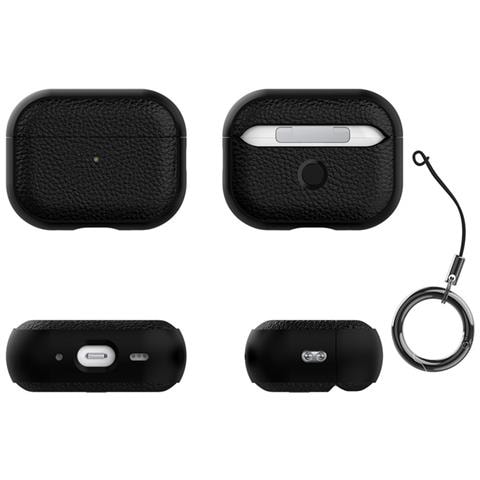 Custodia Protettiva In Tpu Compatibile Con Airpods 1/2 - Texture In Pelle, Antiurto Black - Foto 2