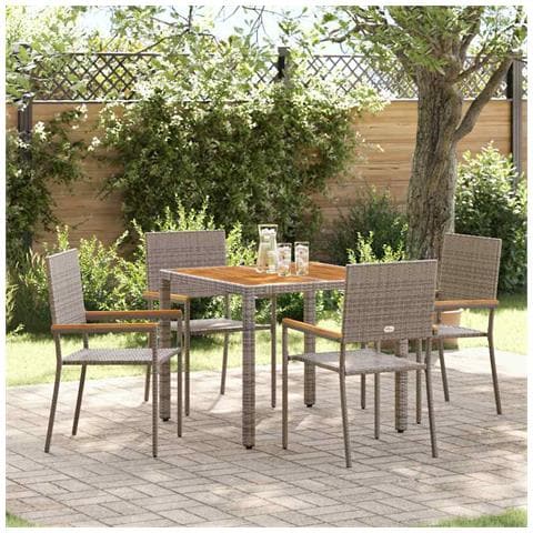 Set da Pranzo per Giardino 5 pcs Grigio 90 x 90 x 75 cm - Foto 2