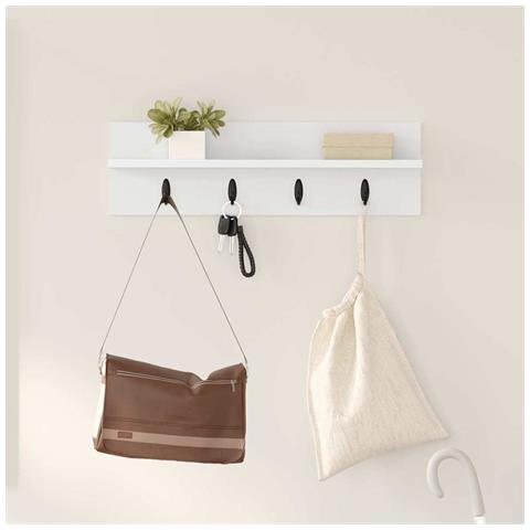 Appendiabiti a muro Bianco 60 x 10.5 x 18 cm Legno multistrato - Foto 2