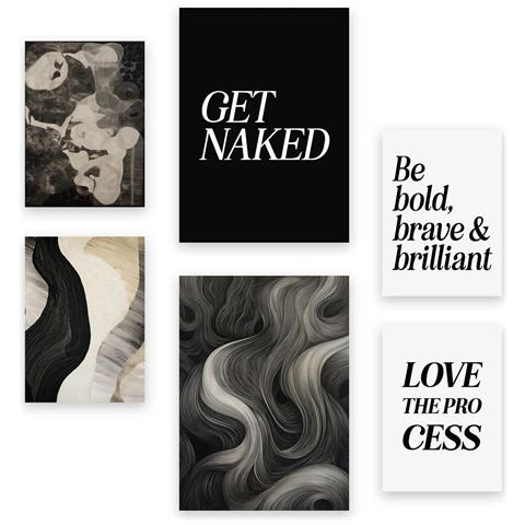 Set Di 6 Stampe Dai Disegni E Schizzi A Una Linea Nordic Male Facial Blade Table A Un Singolo Colpo A3 & A4 Senza Cornice - Foto 1