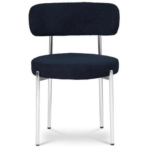 Set Di 2 Sedie Nova In Stile Contemporaneo Bouclé Blu Notte - Foto 2