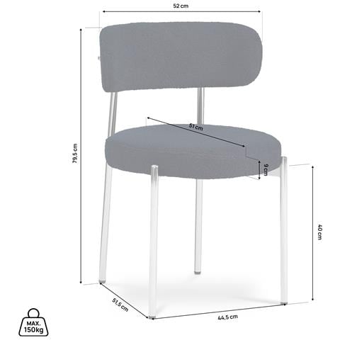 Set Di 2 Sedie Nova In Stile Contemporaneo Bouclé Blu Notte - Foto 8