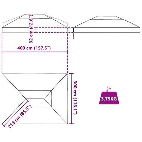 Sostituzione Copertura Gazebo Trasparente 400 x 300 x 32 cm PVC - Foto 9