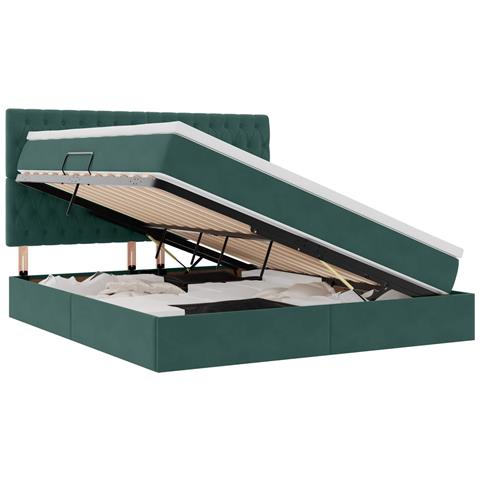 Letto con contenitore e materasso Verde Scuro 180 x 200 cm - Foto 1